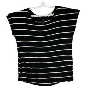 Free Kisses Black White Striped Plus Size 3X Short Sleeve Top Made In USA